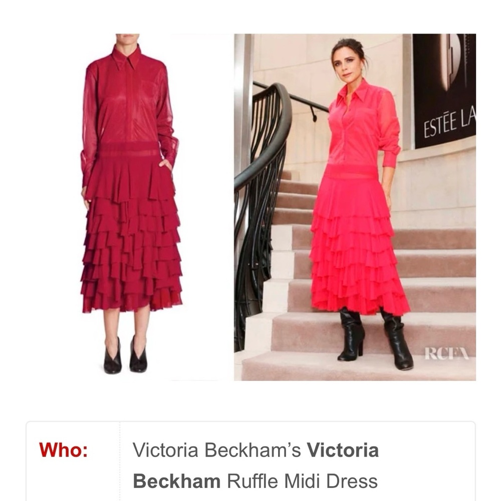 Victoria Beckham Ruffle Midi Dress
